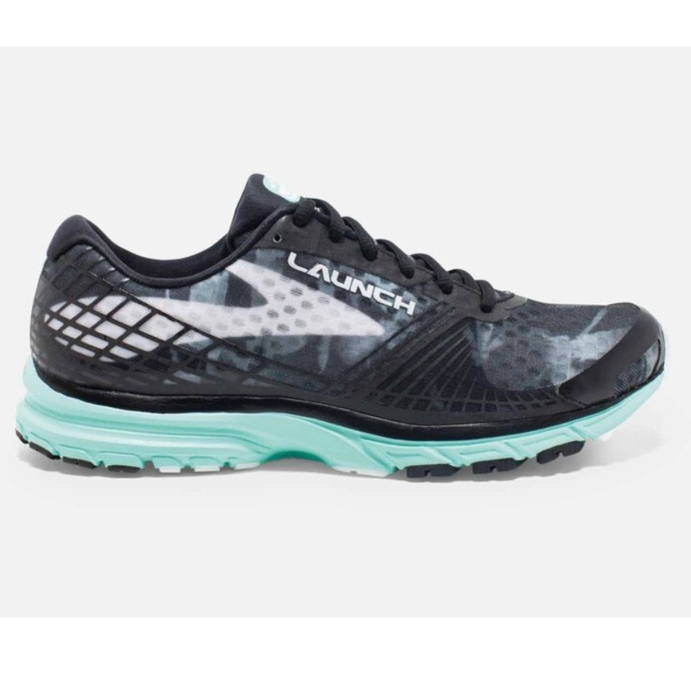 Brooks Women's Launch 3 Black/White/Ice Green Running Sneaker 9 B (M)